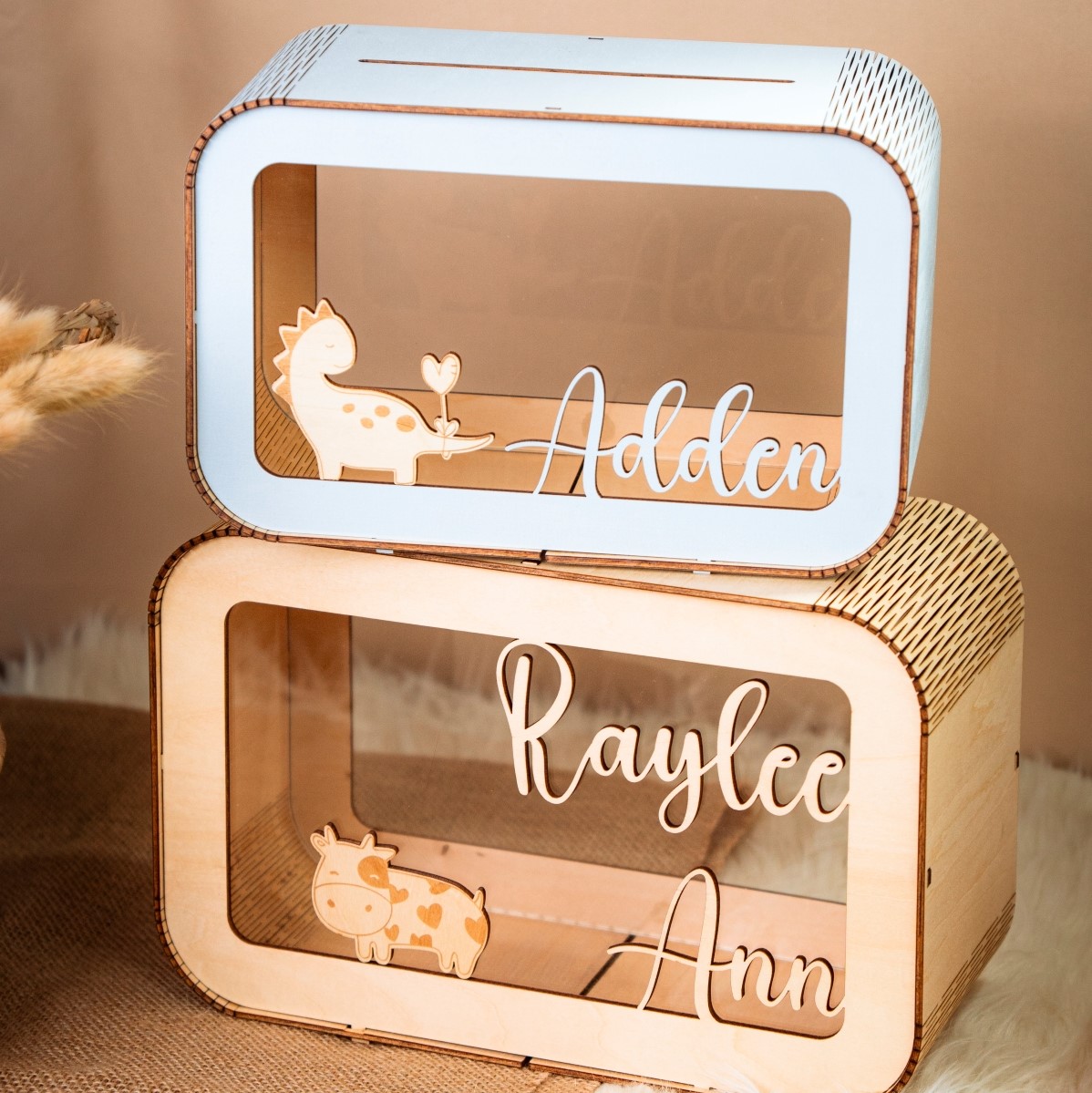 Personalized Wooden Piggy Bank with Name, Nursery Decoration, Name Piggy Bank