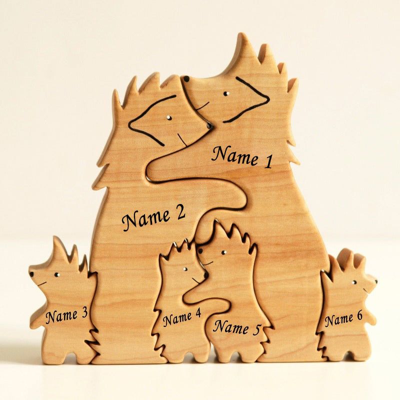 Wooden hedgehogs family puzzle