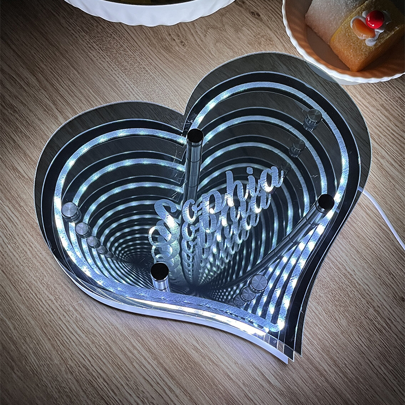 馃敟Hot Sale馃敟Personalized infinite heart-shaped mirror name lamp