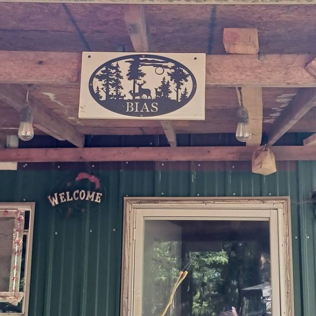 Personalized Oval Deer Metal Cabin Sign | Outdoor Hunting | Deer Hunter Gift | Custom Family Name Sign | Last Name Deer Monogram Cabin Decor