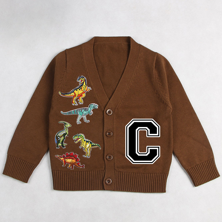 Personalized Hand Patch Color Kids Button Cardigan