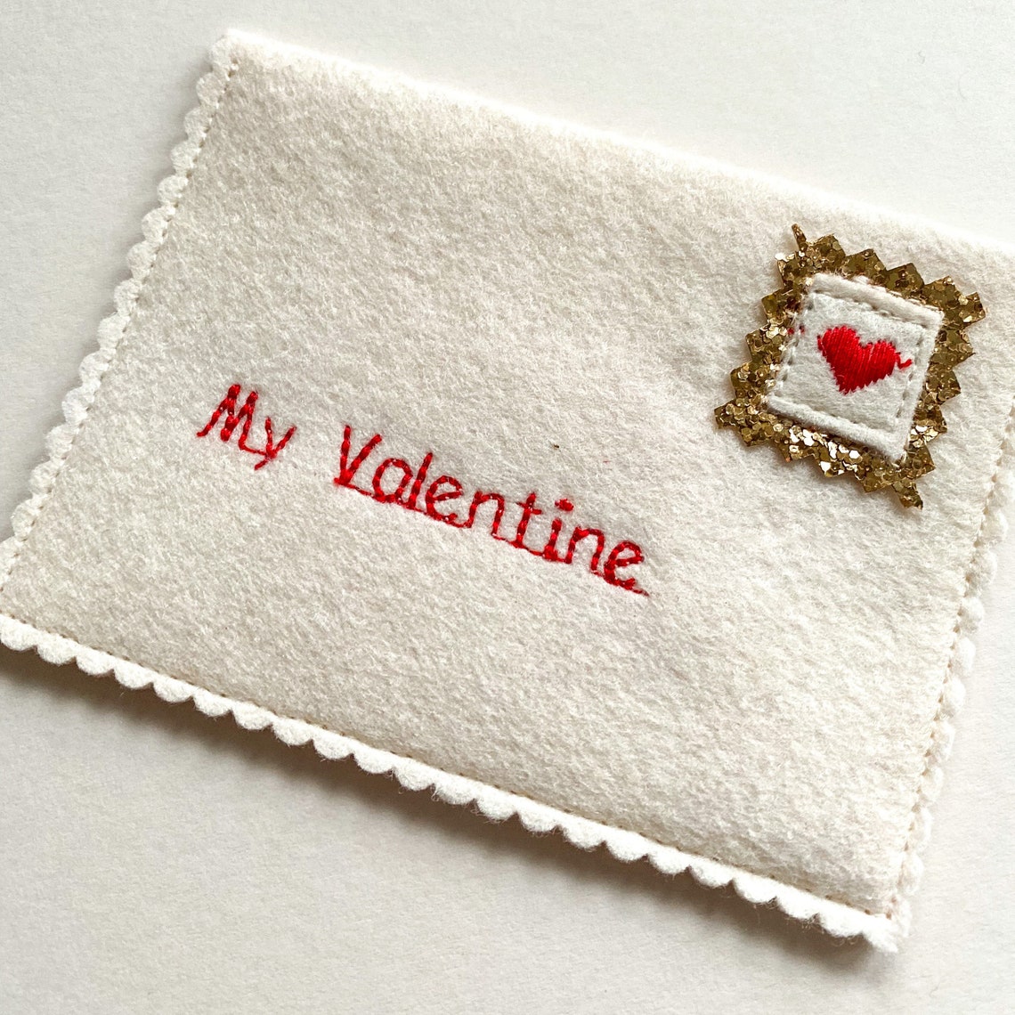Personalised embroidered handmade valentines envelope love letter