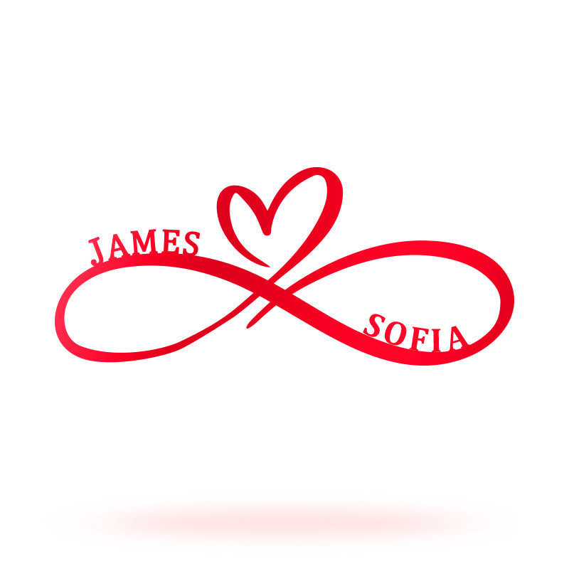 Personalized Infinity Heart Metal Name Sign for Your Love & Anniversary Gift