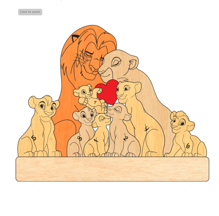 Family - The Lion Pet - Personalized Wooden Puzzle