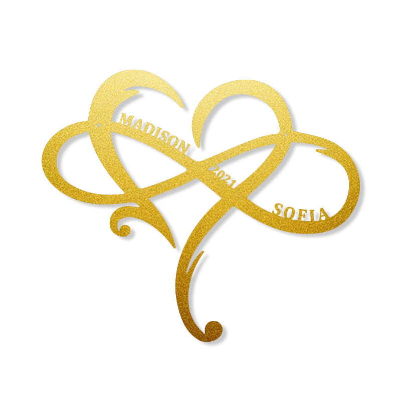Personalized Monogram Split Letter Name Infinity Heart Metal Sign for Your Love