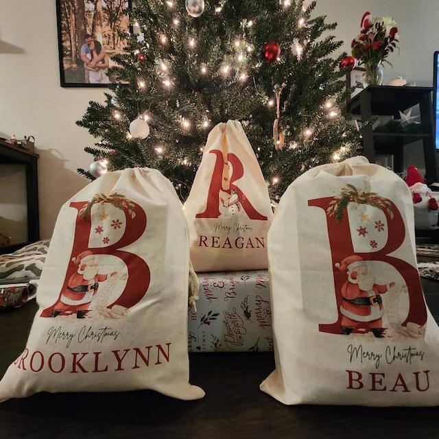 Personalized Name & Initial Christmas Gift Sack