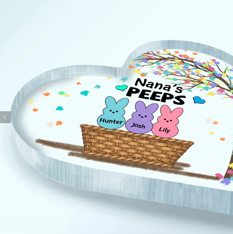 Personalized Heart-Shaped Acrylic Plaque, Grandma Easter Day, My Favourite Peeps Nana Easter Day Decor
