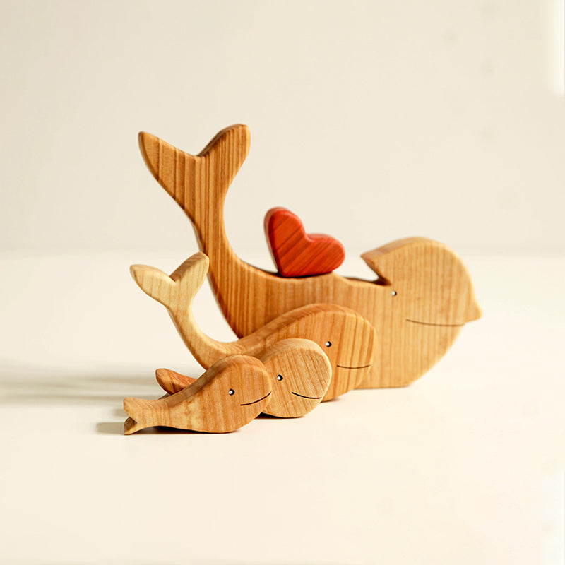 Wooden whales family puzzle