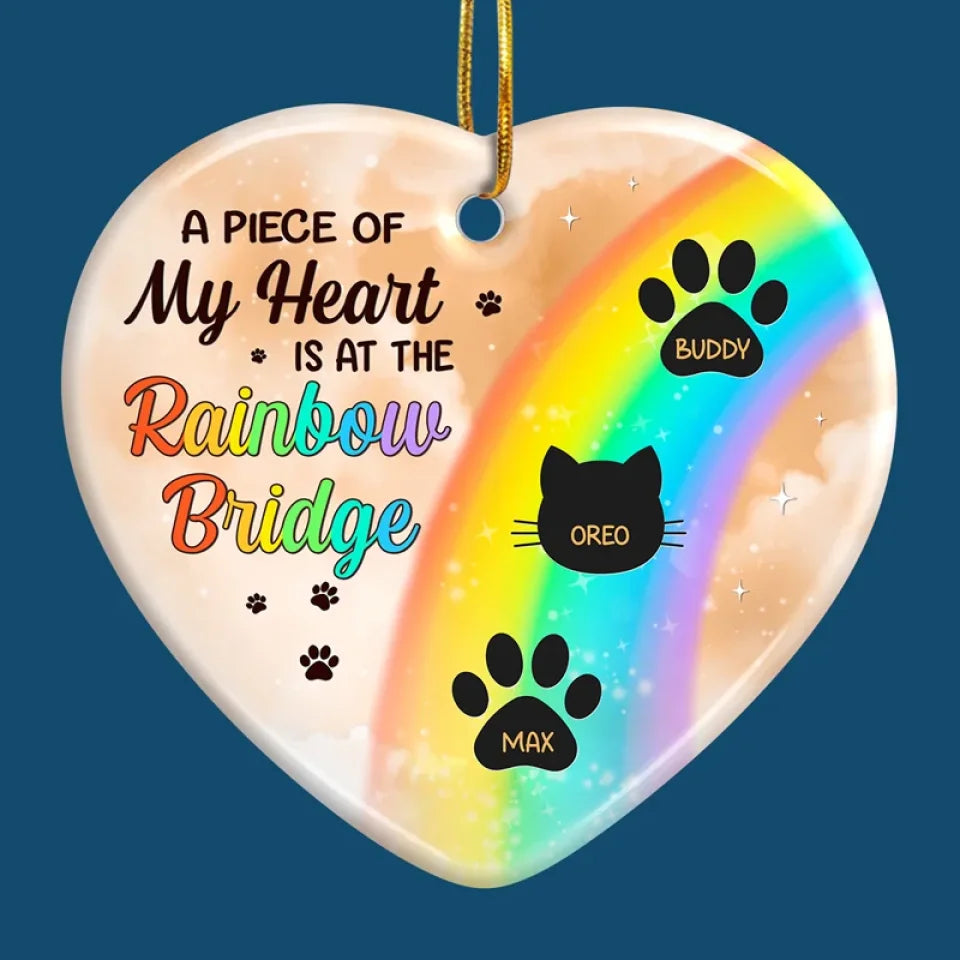 I Wish The Rainbow Bridge Had Visiting Hours - Memorial Personalized Custom Ornament - Ceramic Heart Shaped - Sympathy Gift, Christmas Gift For Pet Owners, Pet Lovers