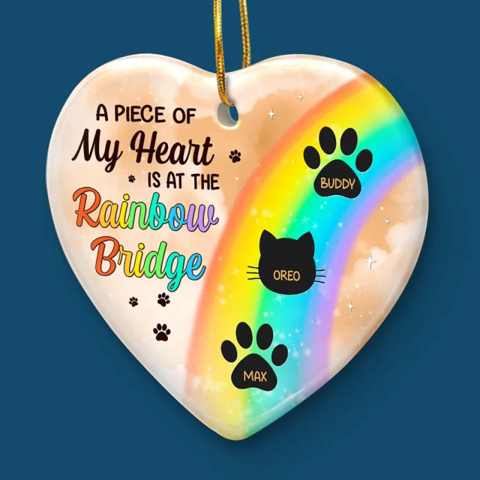 I Wish The Rainbow Bridge Had Visiting Hours - Memorial Personalized Custom Ornament - Ceramic Heart Shaped - Sympathy Gift, Christmas Gift For Pet Owners, Pet Lovers