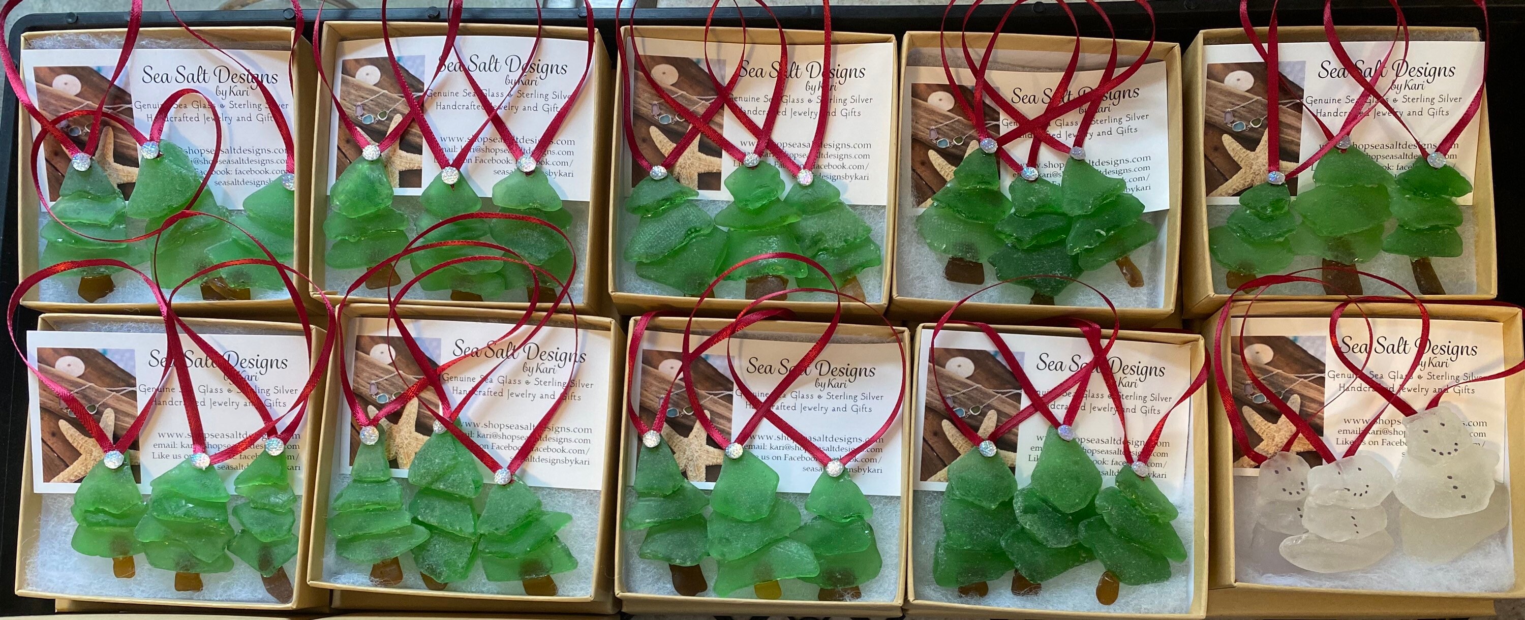 Sea Glass Christmas Tree Ornaments