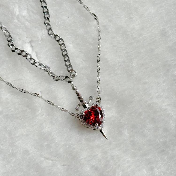 Eternal Rose Box - W/Heart & Sword Promise Necklace Set