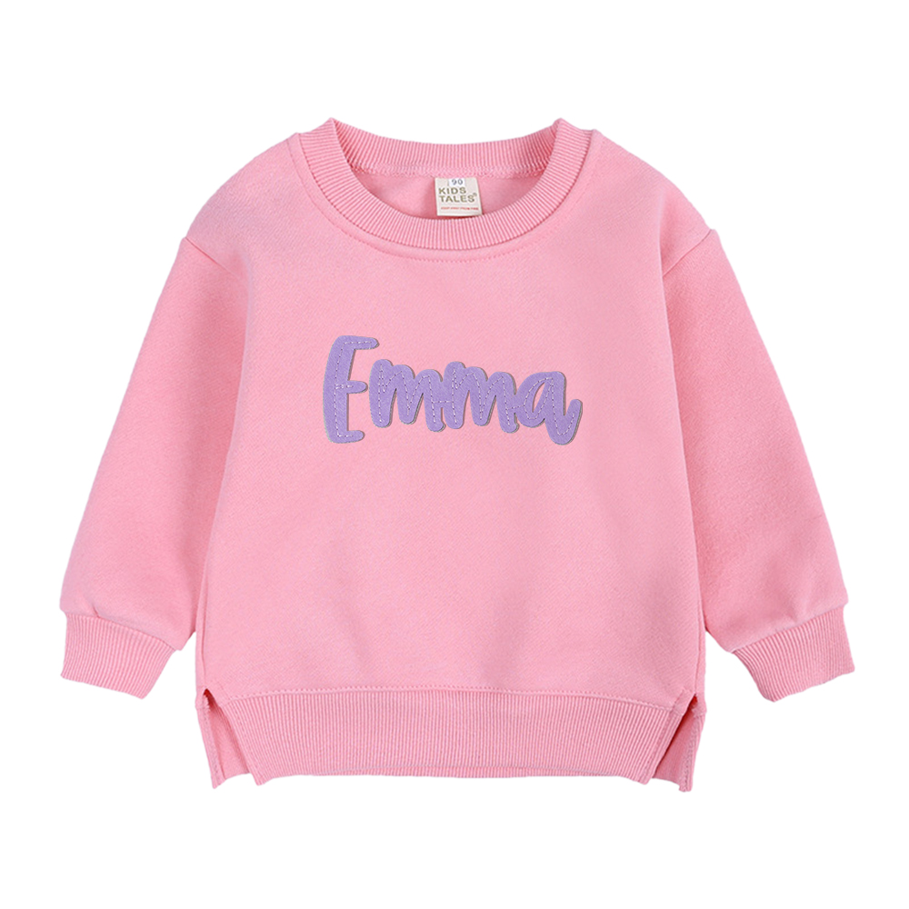 Personalized Hand-Embroidered Kid Cozy Soft Crewneck Sweatshirt 