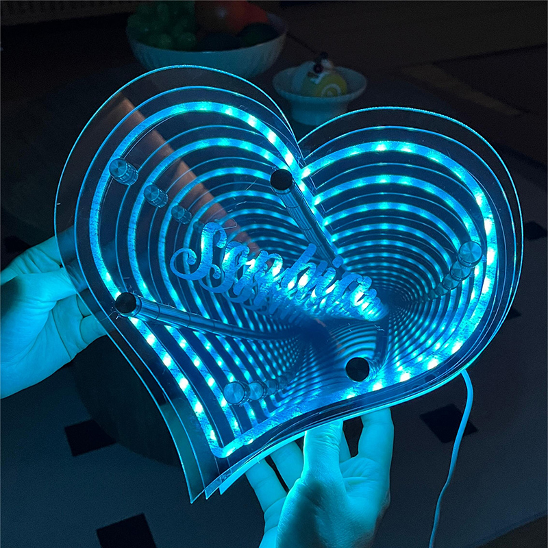 馃敟Hot Sale馃敟Personalized infinite heart-shaped mirror name lamp
