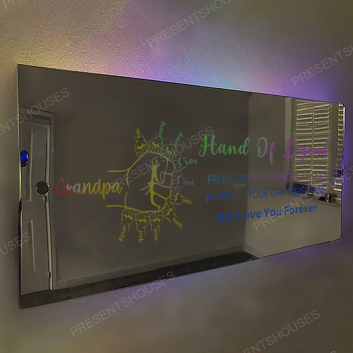 Super Dad's Fist - Customized Dad and Kids' Name Personalized Mirror Light
