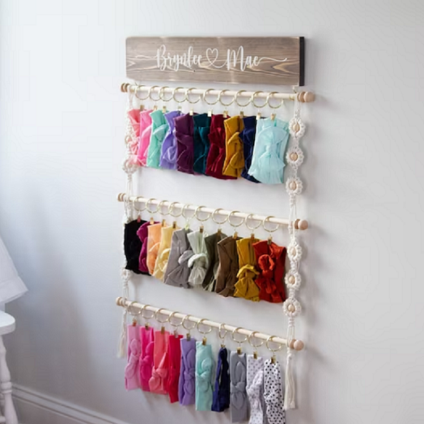 Personalized Headband & Bow Holder, Wooden Decor House | Kindlytoys