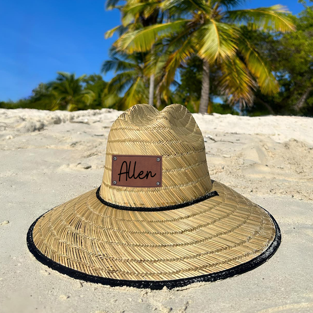Personalized Summer Leather Patch Straw Hat for Comfort & Unique | CWBeach61