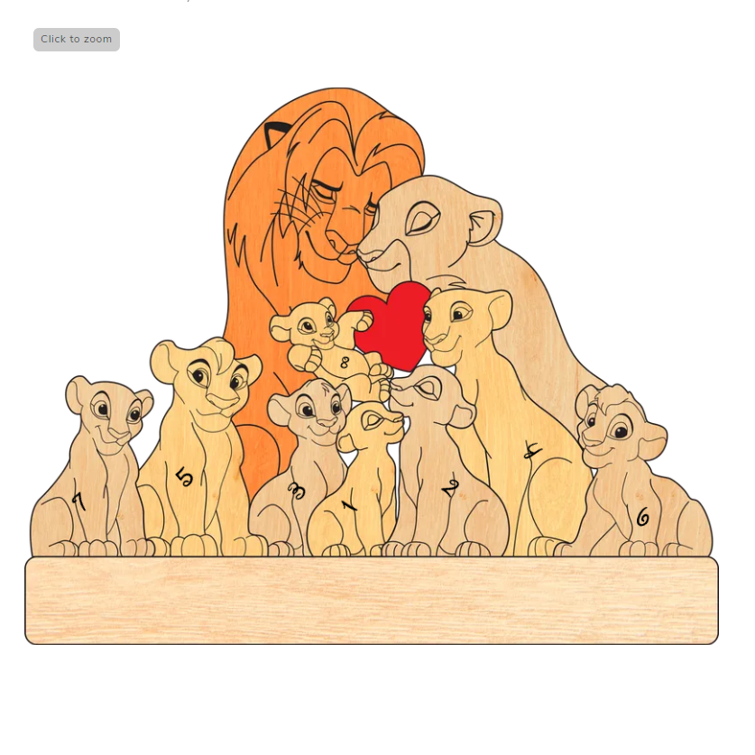 Family - The Lion Pet - Personalized Wooden Puzzle