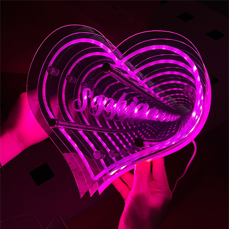 馃敟Hot Sale馃敟Personalized infinite heart-shaped mirror name lamp