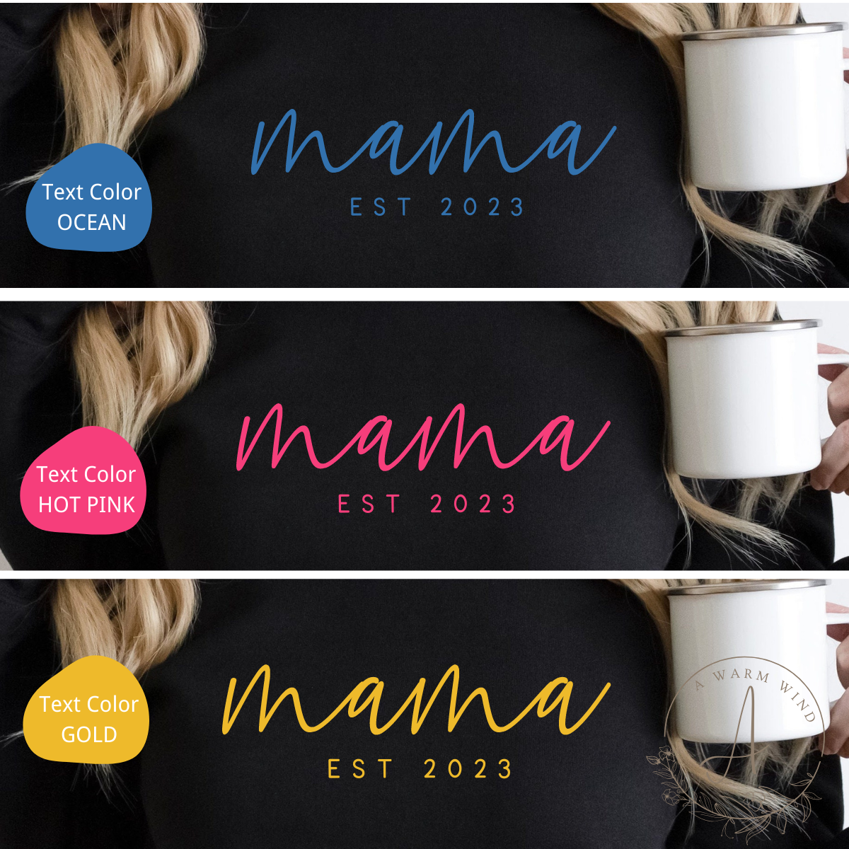 Minimalist Mama Sweatshirt with Date and Children Name