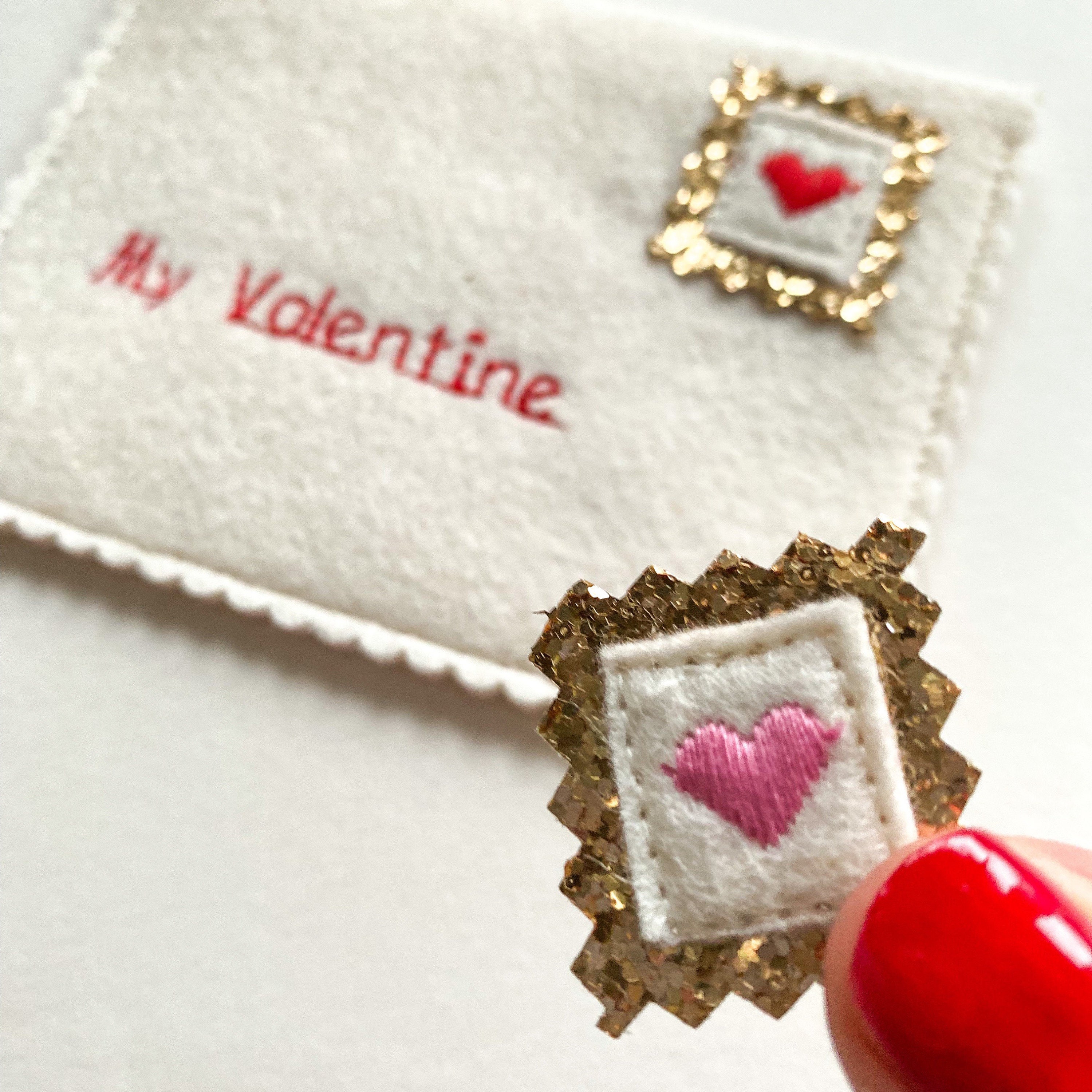 Personalised embroidered handmade valentines envelope love letter
