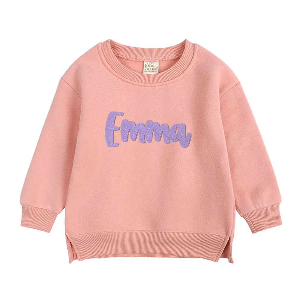 Personalized Hand-Embroidered Kid Cozy Soft Crewneck Sweatshirt 