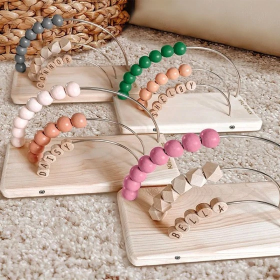 Personalized Rainbow Abacus, Montessori Nursery Decor Bohemian Toys AU New SKY