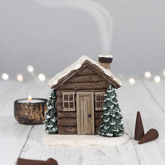 匠HOT SALE 49% OFF私2024 Christmas Log Cabin Incense Cone Burner