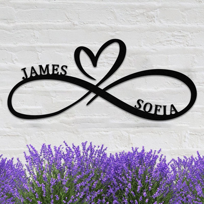 Personalized Infinity Heart Metal Name Sign for Your Love & Anniversary Gift