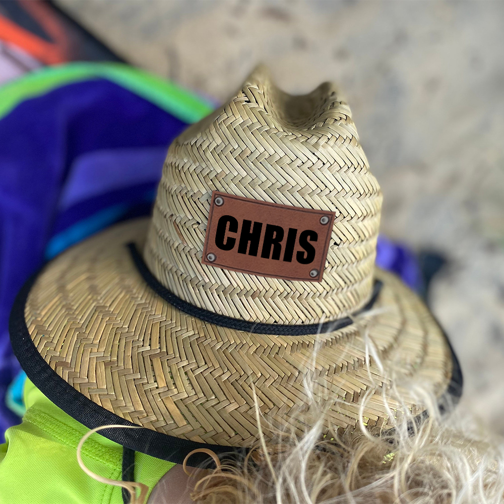 Personalized Summer Leather Patch Straw Hat for Comfort & Unique | CWBeach61