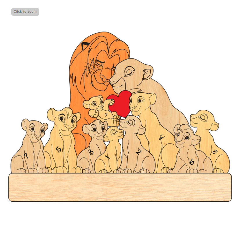 Family - The Lion Pet - Personalized Wooden Puzzle