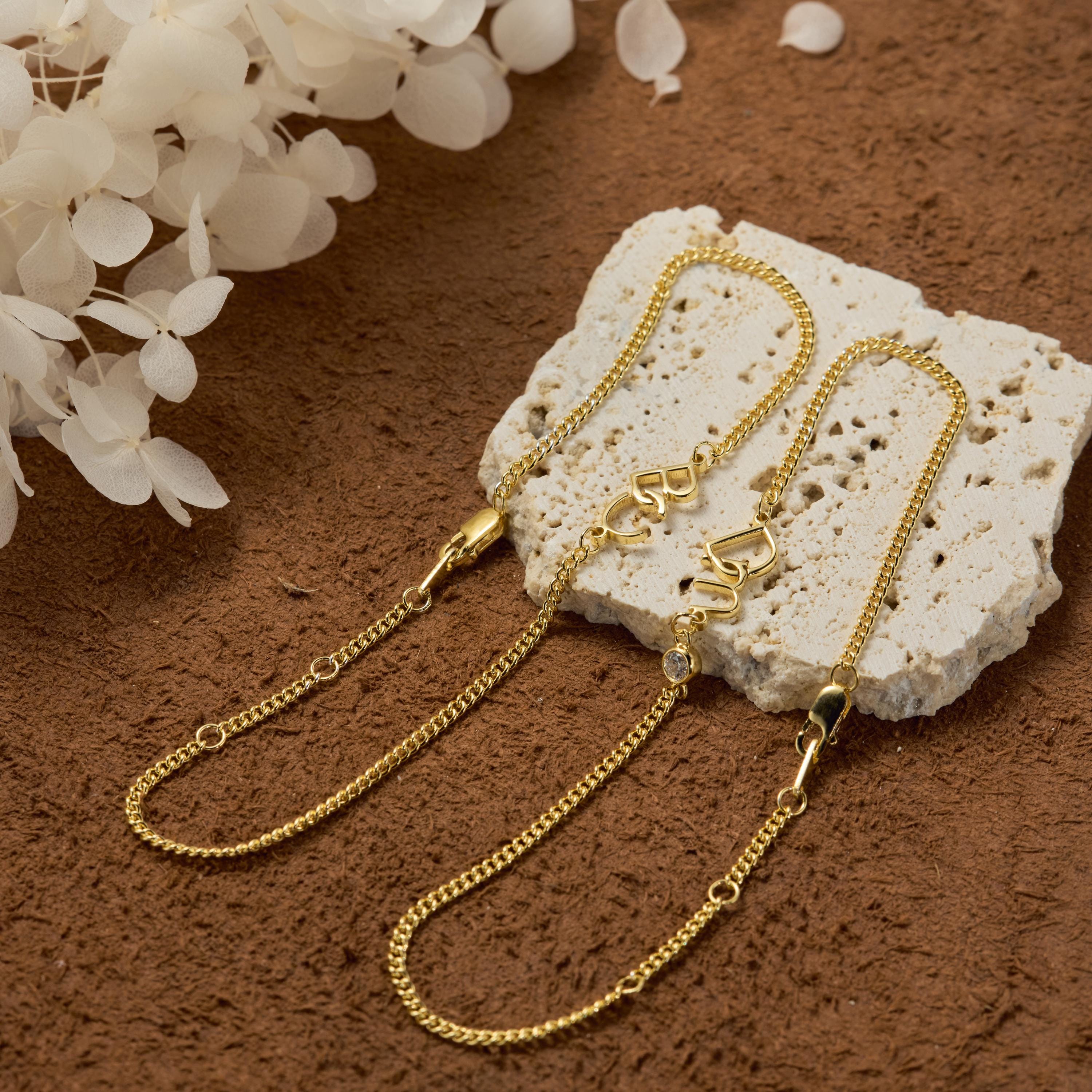 Personalized Two Initial Charm With Curb Chain