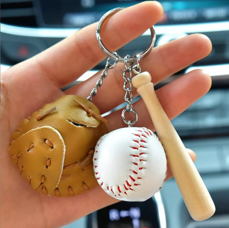 Mini Baseball Glove and Bat Keychain