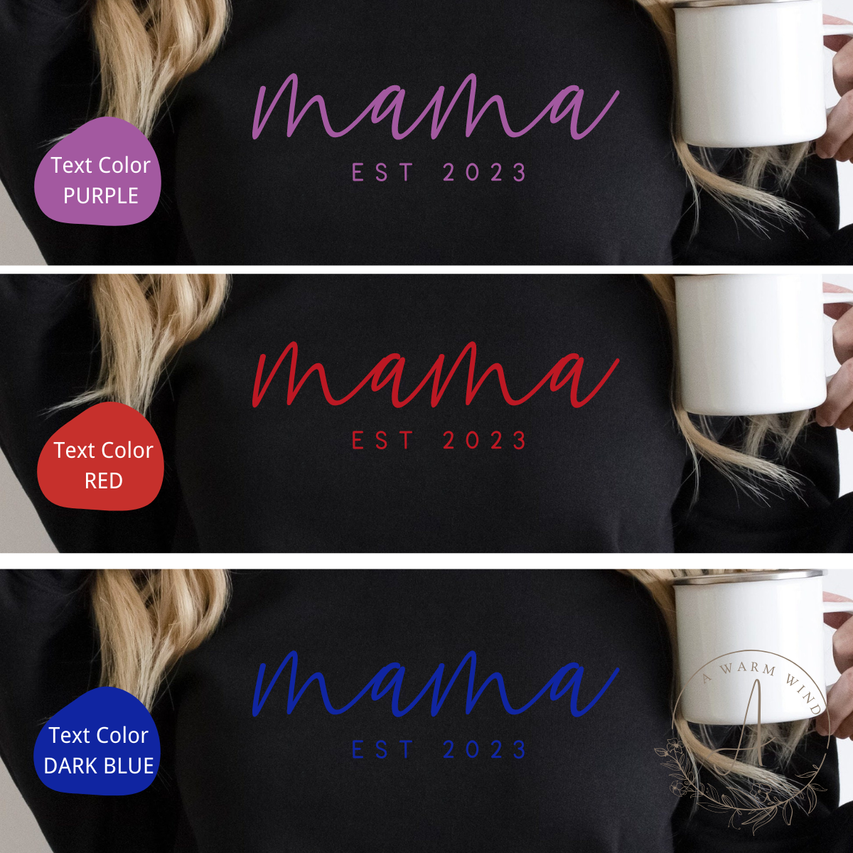 Minimalist Mama Sweatshirt with Date and Children Name