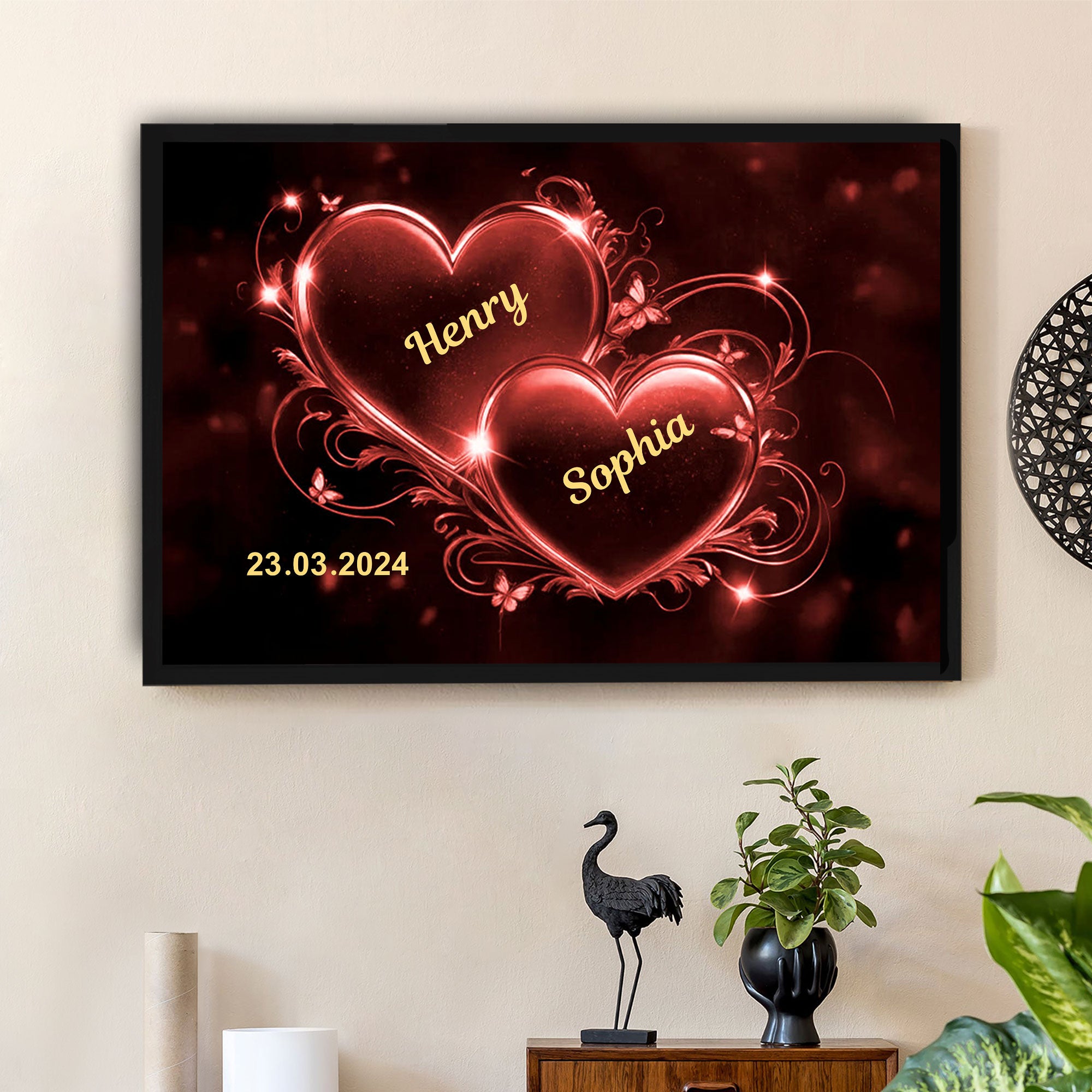 Personalized canvas “Sparkling hearts”