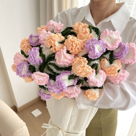 Hand-made Crochet Flower Bouquet Blanket，Sunflower Finished blanket，Rose Bouquet Finished Blanket ,lily of the valley Finished blanket,Wedding Gift，Valentine's Day Gifts