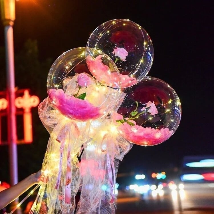 💕2024 Valentine's Day Hot Sale 🎈LED Luminous Balloon Rose Bouquet