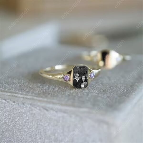 Personalized Birthstone Photo Ring💍