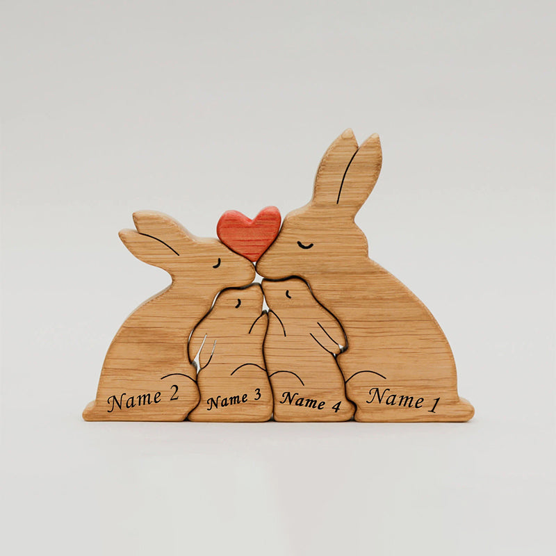 Wooden hare family puzzle