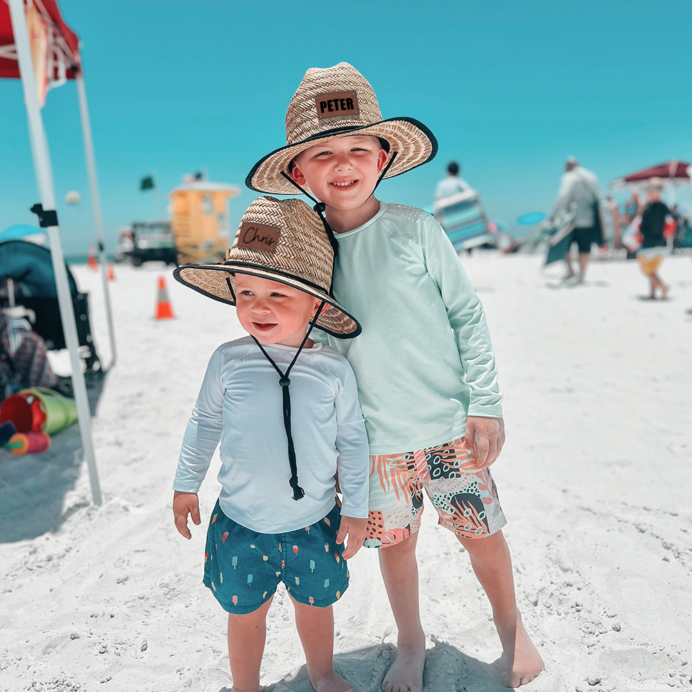 Personalized Summer Leather Patch Straw Hat for Comfort & Unique | CWBeach61