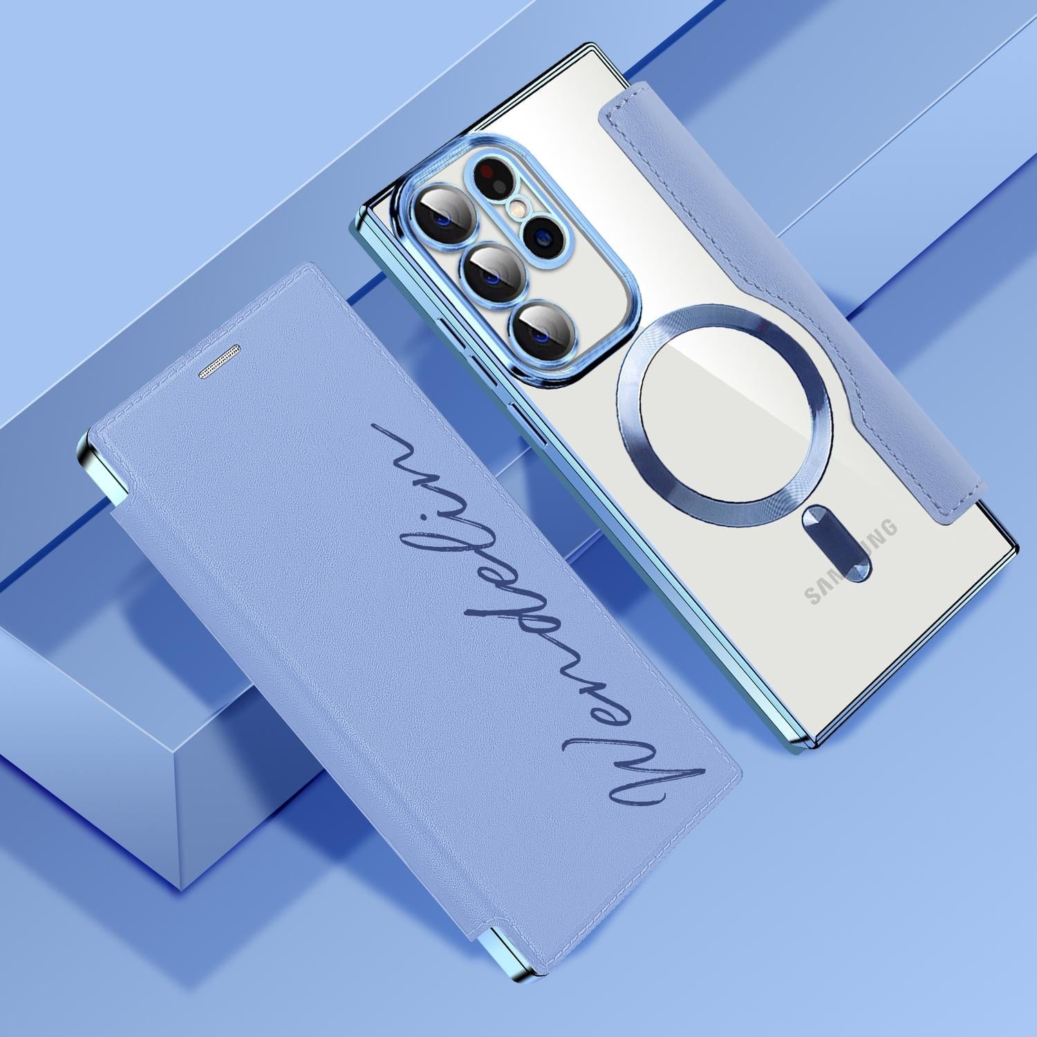 Personalized Leather textured flip phone case