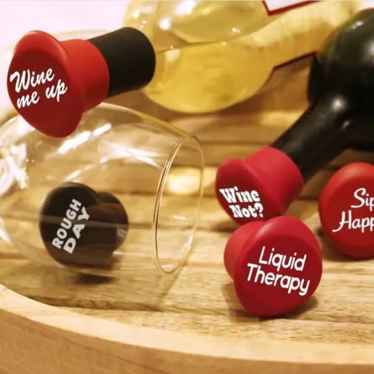 Set of 5 Funny Silicone Wine Bottle Stopper