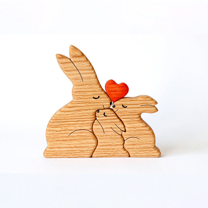 Wooden hare family puzzle