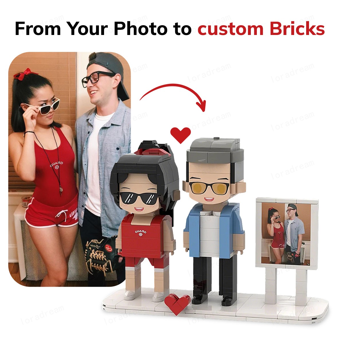 Custom Brick Set From Your Favorite Photo, Personalized Minifigure, Perfect Memory Gift For Valentine's Day, LEGO Sets