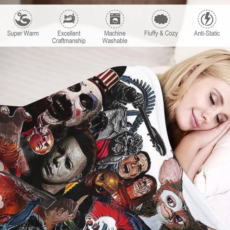 🎃Horror Movie Blanket Flannel Ultra-Soft Plush Throw For Horror Fans