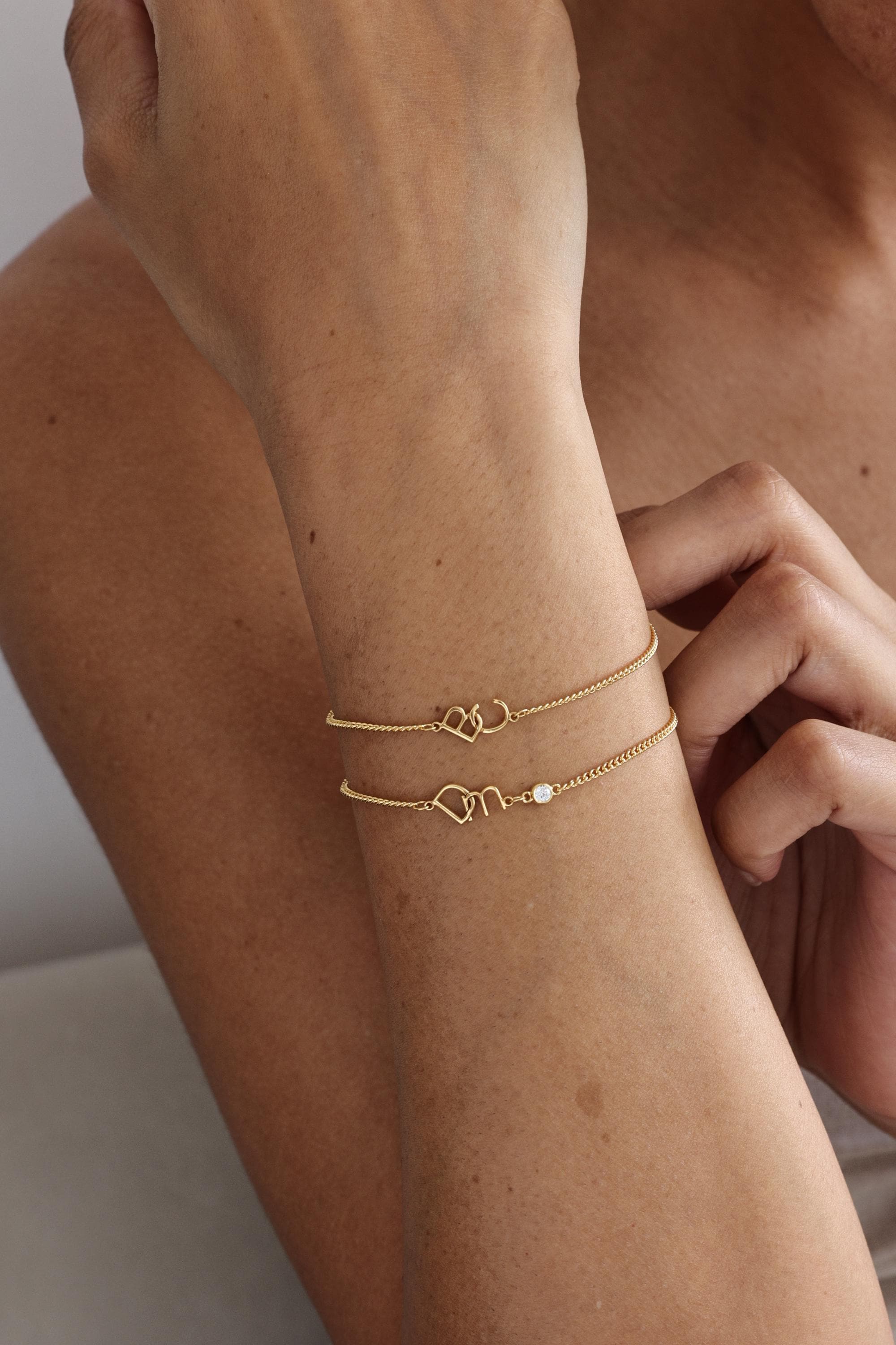 Personalized Two Initial Charm With Curb Chain