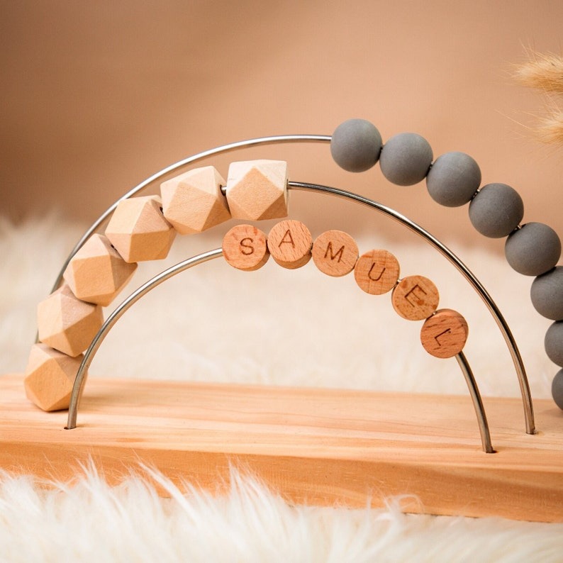 Personalized Rainbow Abacus, Montessori Nursery Decor Bohemian Toys AU New SKY