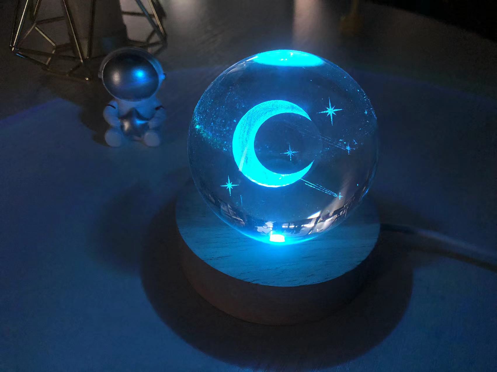 ❤️‍🔥Valentine's Day Sale🔥Custom Text Wooden Luminous Base 3d Crystal Ball Night Light 3D Galaxy Crystal Ball