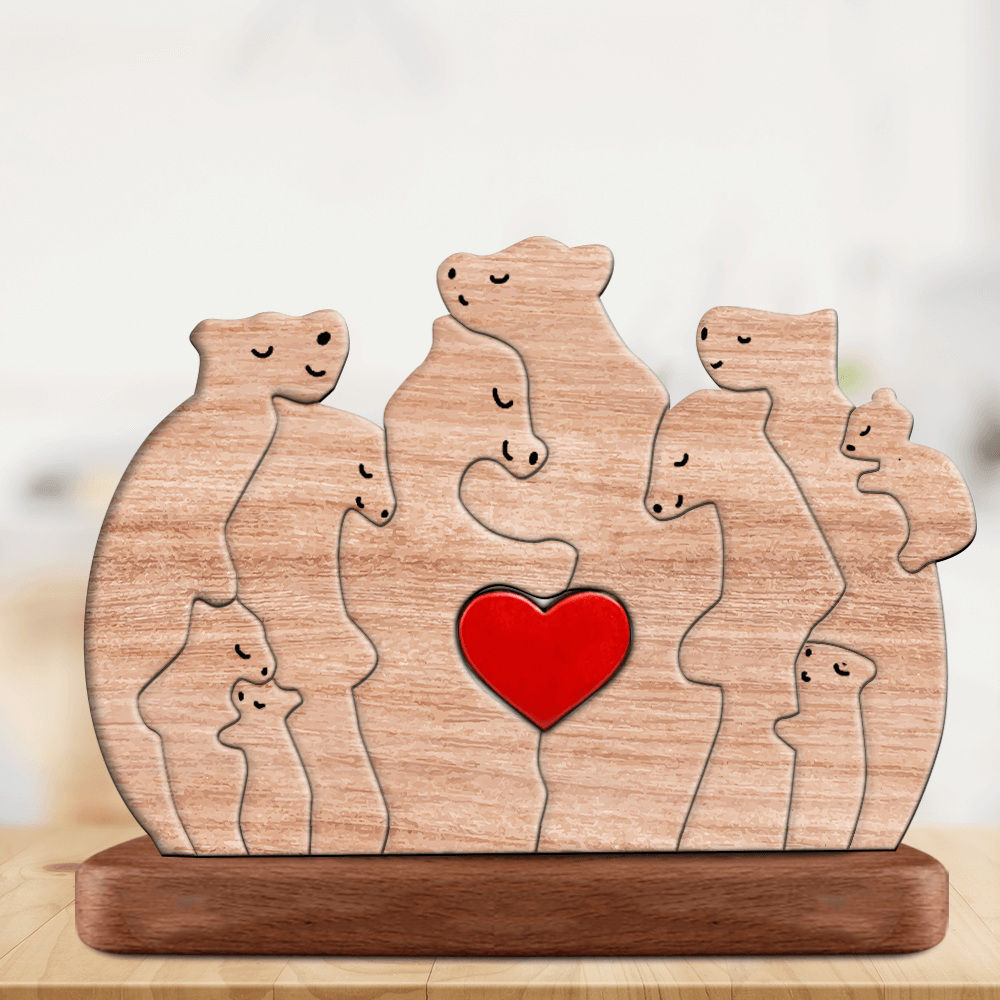 Personalized Wooden Bears Family - Puzzle Wooden Bears Family - Wooden Pet Carvings
