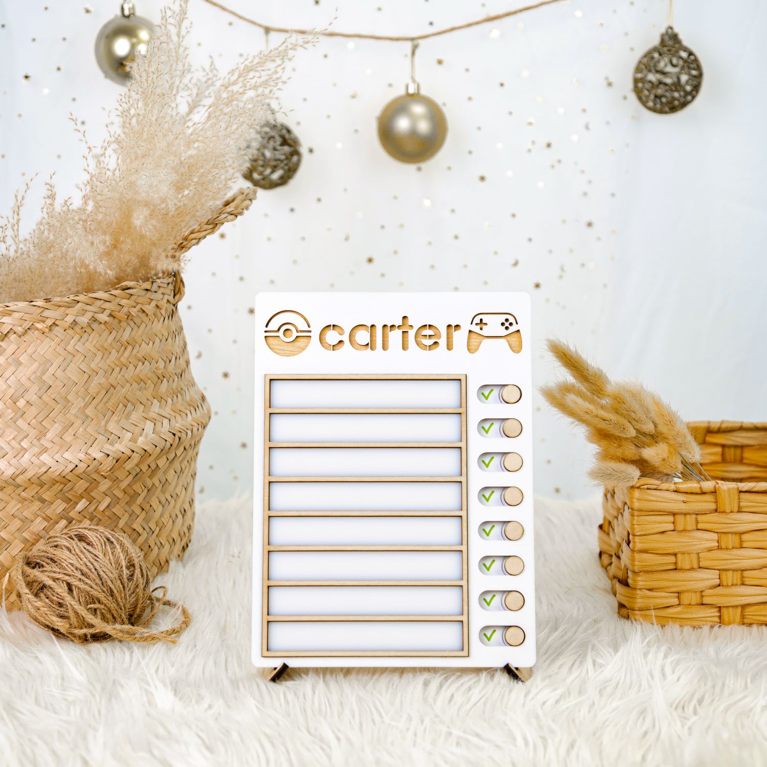 Kindlytoys Wooden Sliding Routine Chart, Chore List, Daily Checklist Board